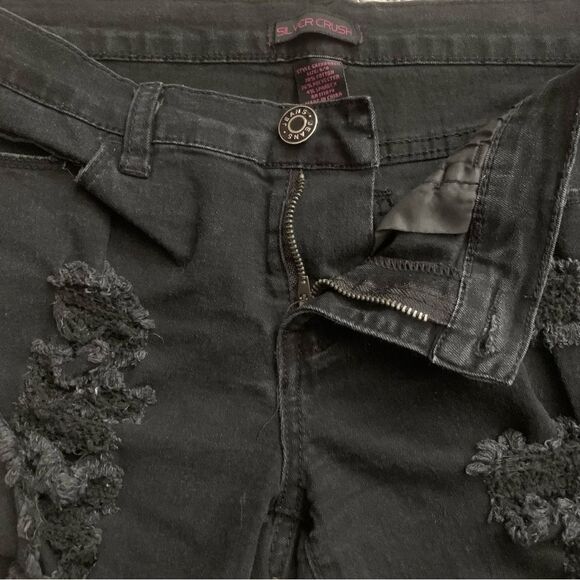 Silver Crush Black Denim Destroyed Shorts Size 5/6 - Picture 3 of 7